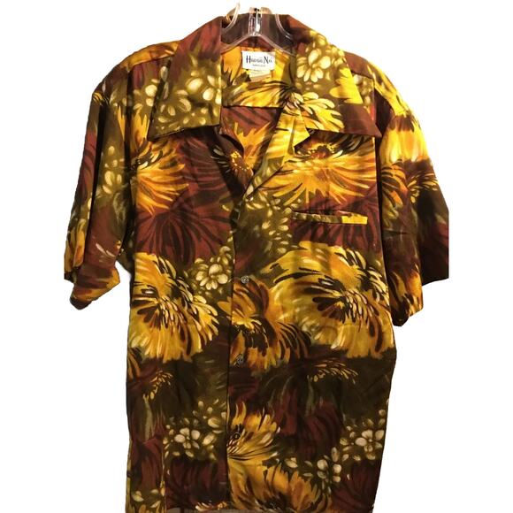 Hawaii Nei Honolulu Vintage Men’s XL Orange Floral Shirt Sleeve Button Shirt - Picture 1 of 12